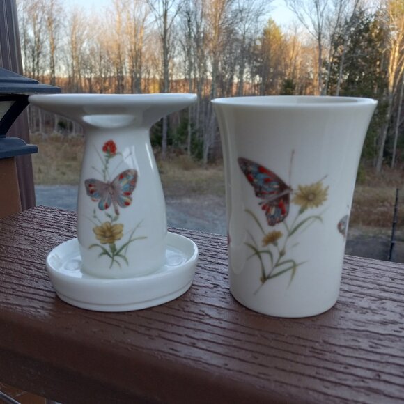 VintagTakahashi San Francisco Butterfly Bathroom Cup Soap Dish Toothbrush Holder - Picture 2 of 16